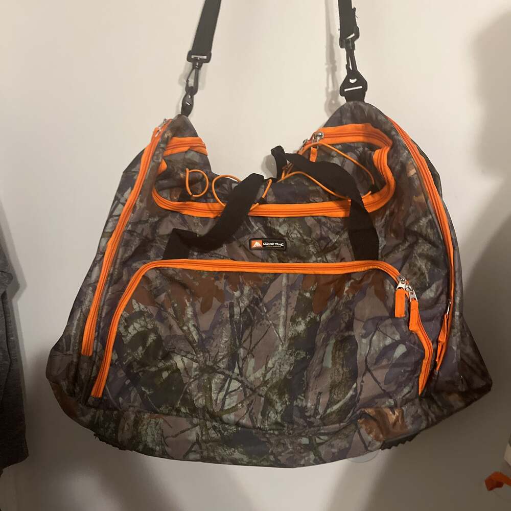 Camo Duffle Bag With Orange Trim